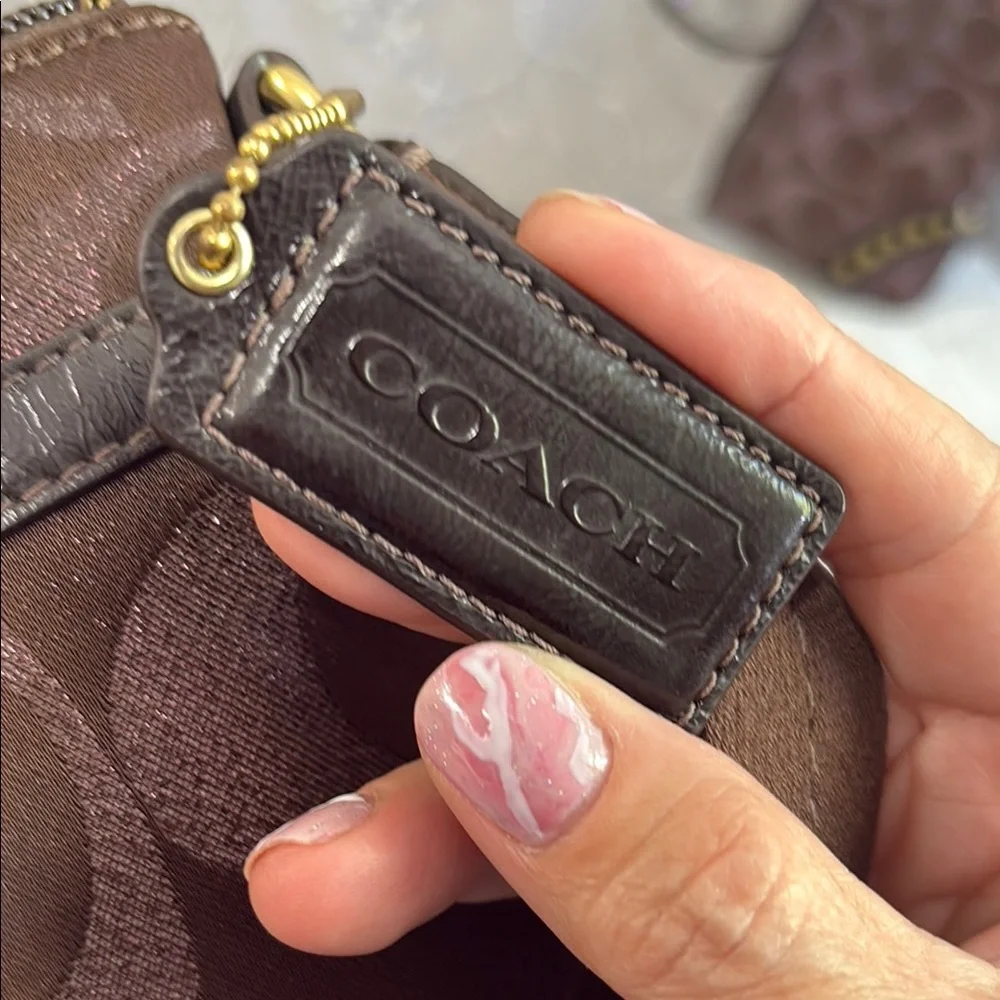 Coach Brown Crossbody Bag with Signature Monogram and Leather Trim - Picture 6 of 9